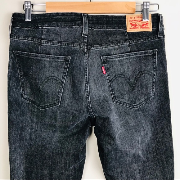 Levis 711 Raw Hem Seamed Skinny Jeans Black Bleach - Picture 9 of 16